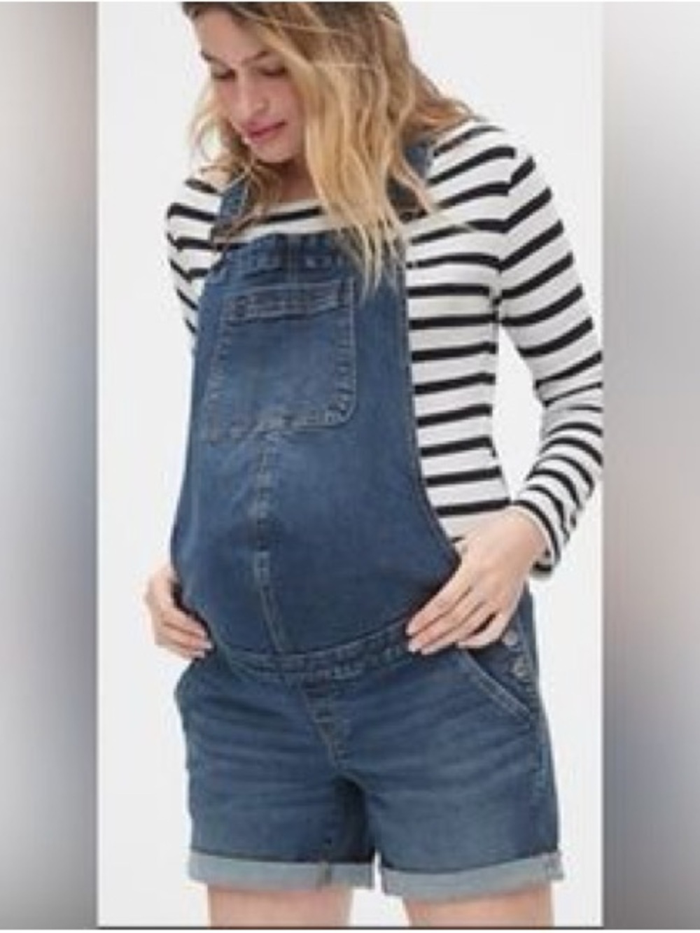 Gap Denim 1969 Maternity Overall Shorts Bibs with Front Pocket M - Picture 3 of 7